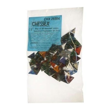 Chessex Speckled Bags of 50 Asst. Dice - Loose Speckled Polyhedral d4 Dice-29304