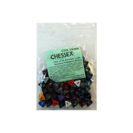 Chessex Speckled Bags of 50 Asst. Dice - Loose Speckled Polyhedral d8 Dice-29308