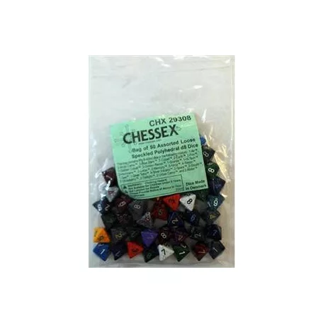 Chessex Speckled Bags of 50 Asst. Dice - Loose Speckled Polyhedral d8 Dice-29308