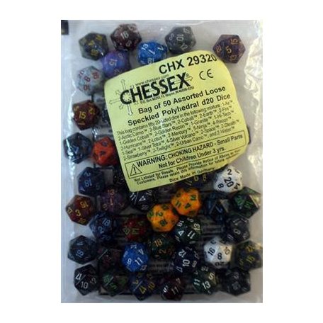 Chessex Speckled Bags of 50 Asst. Dice - Loose Speckled Polyhedral d20 Dice-29320