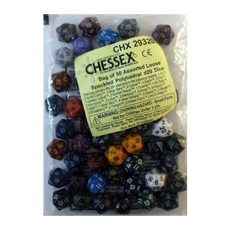 Chessex Speckled Bags of 50 Asst. Dice - Loose Speckled Polyhedral d20 Dice-29320