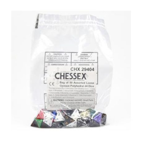 Chessex Opaque Bags of 50 Asst. Dice - Loose Opaque Polyhedral d4 Dice-29404