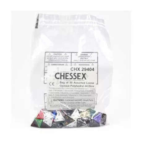 Chessex Opaque Bags of 50 Asst. Dice - Loose Opaque Polyhedral d4 Dice-29404