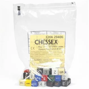 Chessex Opaque Bags of 50 Asst. Dice - Loose Opaque Polyhedral d6 Dice-29406