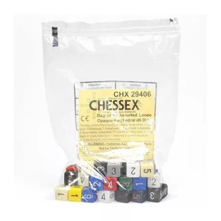 Chessex Opaque Bags of 50 Asst. Dice - Loose Opaque Polyhedral d6 Dice-29406