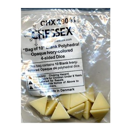 Chessex Opaque Polyhedral Bag of 10 Blank 4-sided dice-29041