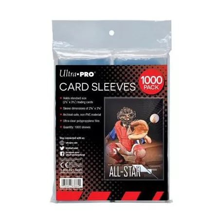 UP - Clear Card Sleeves for Standard Size Trading Cards - 2.5" x 3.5" (1000 count retail pack)-83664
