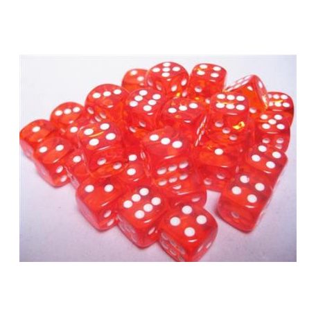 Chessex Translucent 12mm d6 with pips Dice Blocks (36 Dice) - Orange w/white-23803
