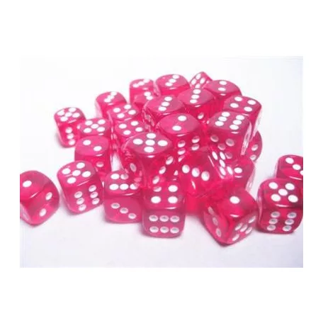 Chessex Translucent 12mm d6 with pips Dice Blocks (36 Dice) - Red w/white-23804