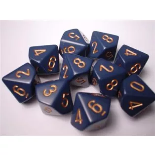 Chessex Opaque Polyhedral Ten d10 Set - Dusty Blue/gold-25226