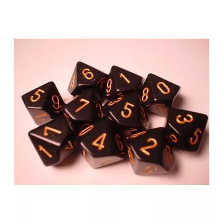 Chessex Opaque Polyhedral Ten d10 Set - Black/gold-25228