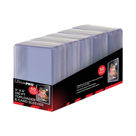 UP - 3" X 4" Super Thick 130PT Toploader with Thick Card Sleeves 50ct-15285