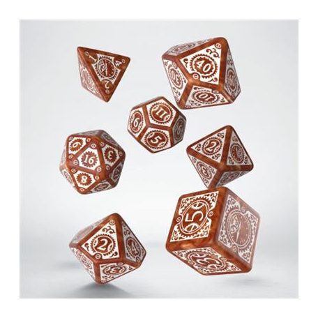 Steampunk Clockwork Caramel & White Dice Set (7)-SSTC03