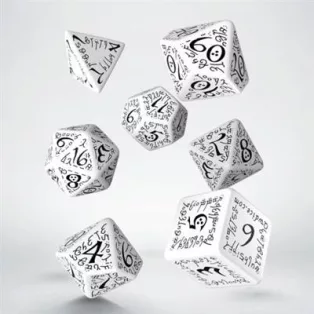 Elvish White & black Dice Set (7)-SELV02