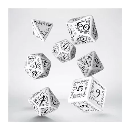 Elvish White & black Dice Set (7)-SELV02