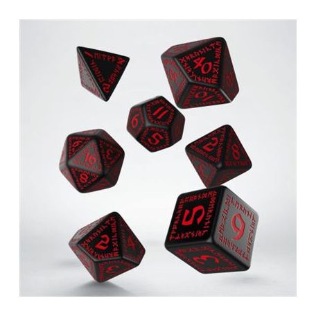 Runic Black & red Dice Set (7)-SRUN06