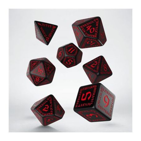 Runic Black & red Dice Set (7)-SRUN06