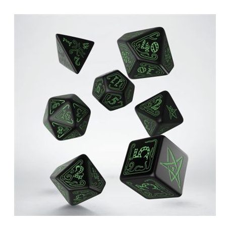 Call of Cthulhu Black & green Dice Set (7)-SCTH02