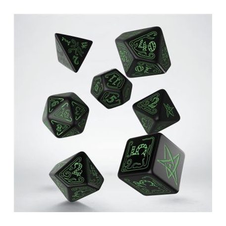 Call of Cthulhu Black & green Dice Set (7)-SCTH02
