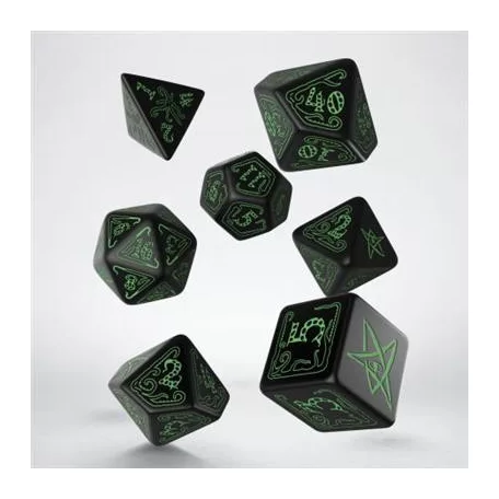 Call of Cthulhu Black & green Dice Set (7)-SCTH02