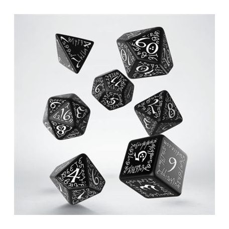 Elvish Black & white Dice Set (7)-SELV01
