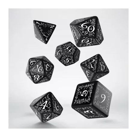 Elvish Black & white Dice Set (7)-SELV01