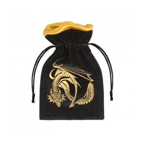 Dragon Black & golden Velour Dice Bag-BDRA201
