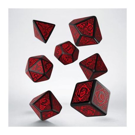 Celtic 3D Revised Black & red Dice Set (7)-SCER06