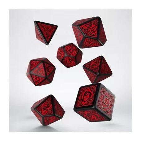 Celtic 3D Revised Black & red Dice Set (7)-SCER06