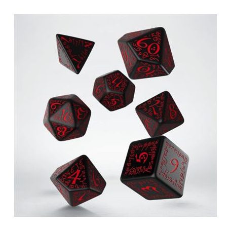 Elvish Black & red Dice Set (7)-SELV06