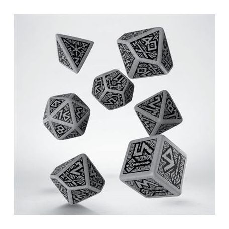 Dwarven Gray & black Dice Set (7)-SDWA03