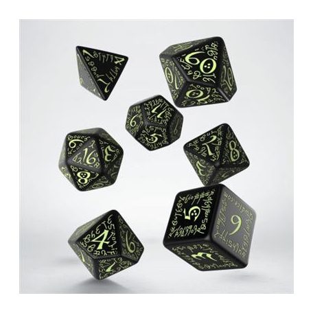 Elvish Black & glow-in-the-dark Dice Set (7)-SELV04