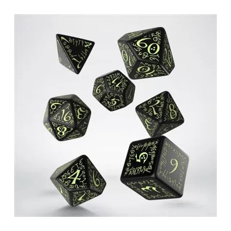 Elvish Black & glow-in-the-dark Dice Set (7)-SELV04