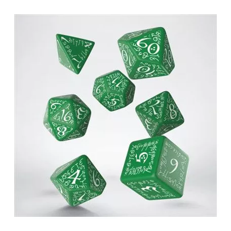 Elvish Green & white Dice Set (7)-SELV03