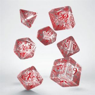 Elvish Translucent & red Dice Set (7)-SELV05