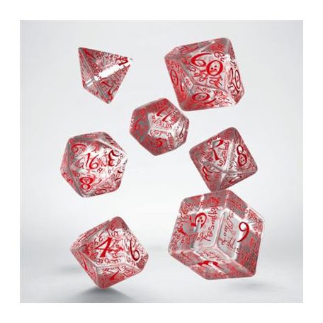 Elvish Translucent & red Dice Set (7)-SELV05