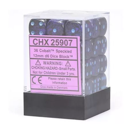 Chessex Speckled 12mm d6 Dice Blocks with Pips (36 Dice) - Cobalt-25907