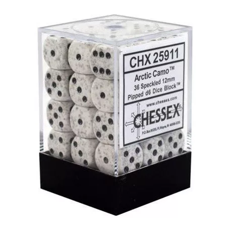 Chessex Speckled 12mm d6 Dice Blocks with Pips (36 Dice) - Arctic Camo-25911