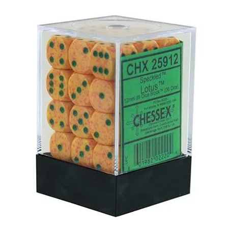 Chessex Speckled 12mm d6 Dice Blocks with Pips (36 Dice) - Lotus-25912