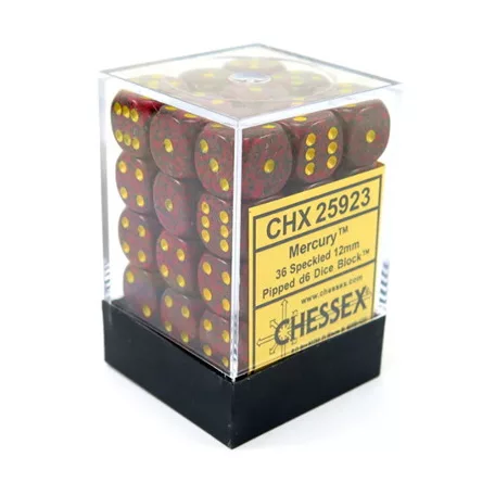 Chessex Speckled 12mm d6 Dice Blocks with Pips (36 Dice) - Mercury-25923
