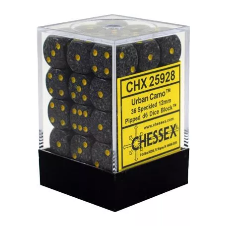 Chessex Speckled 12mm d6 Dice Blocks with Pips (36 Dice) - Urban Camo-25928