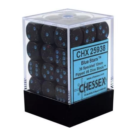 Chessex Speckled 12mm d6 Dice Blocks with Pips (36 Dice) - Blue Stars-25938