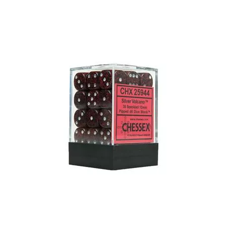 Chessex Speckled 12mm d6 Dice Blocks with Pips (36 Dice) - Silver Volcano-25944