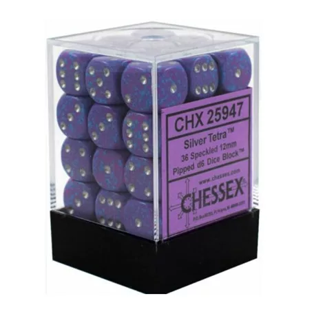 Chessex Speckled 12mm d6 Dice Blocks with Pips (36 Dice) - Silver Tetra-25947
