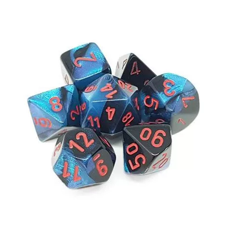 Chessex Gemini Polyhedral 7-Die Set - Black-Starlight w/red-26458