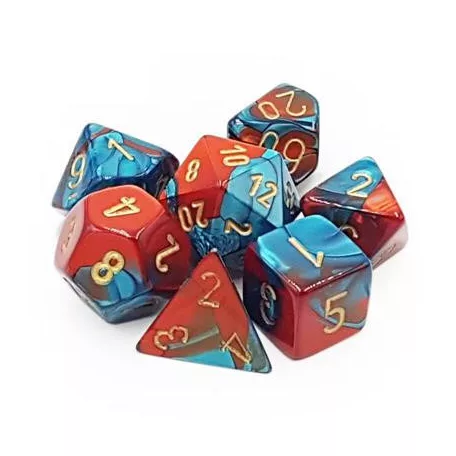 Chessex Gemini Polyhedral 7-Die Set - Red-Teal with gold-26462