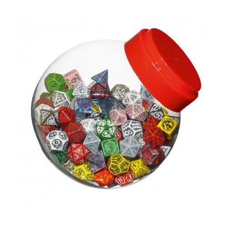 Jar of dice with D4, D6, D8, D10, D12, D20, D100 (150)-JMIX02