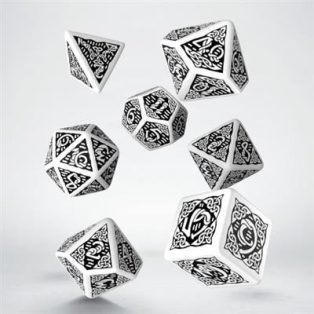Celtic 3D Revised White & black Dice Set (7)-SCER02