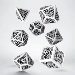 Celtic 3D Revised White & black Dice Set (7)-SCER02
