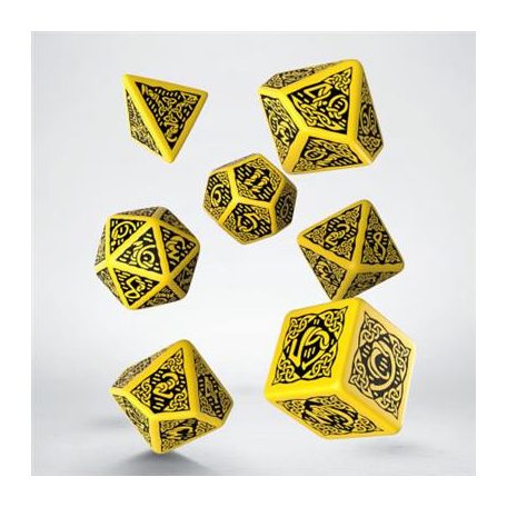 Celtic 3D Revised Yellow & black Dice Set (7)-SCER08